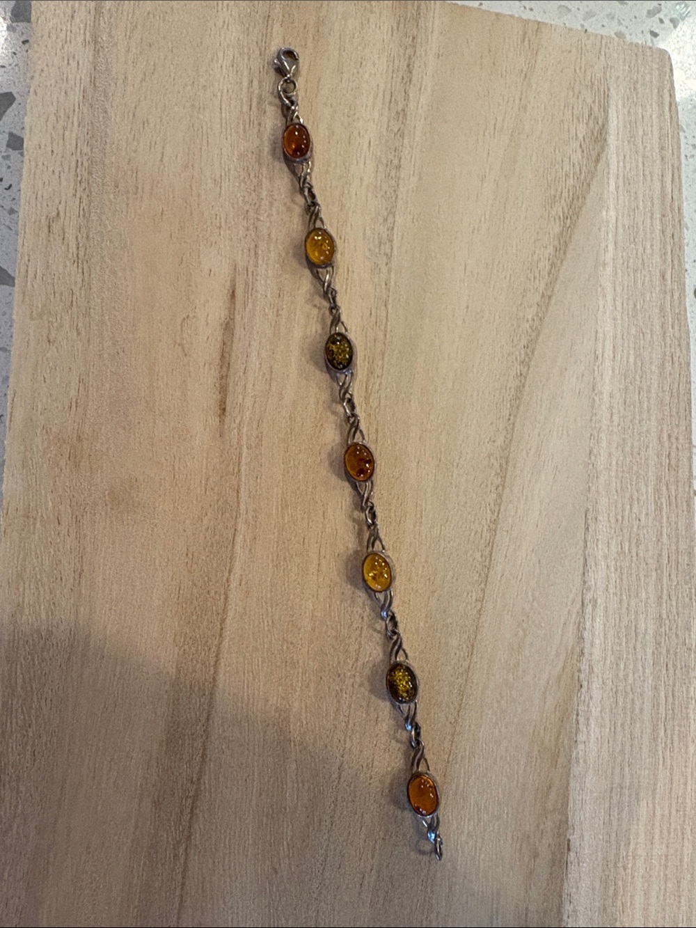 Vintage-Style Multicolor Amber Sterling Silver Bracelet